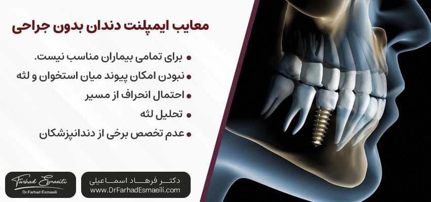 معایب ایمپلنت دندان بدون جراحی | دکتر فرهاد اسماعیلی متخصص ایمپلنت اصفهان